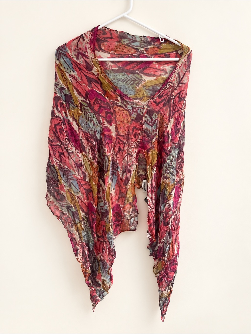 Vivante by VSA Sheer Printed Draped Poncho Top